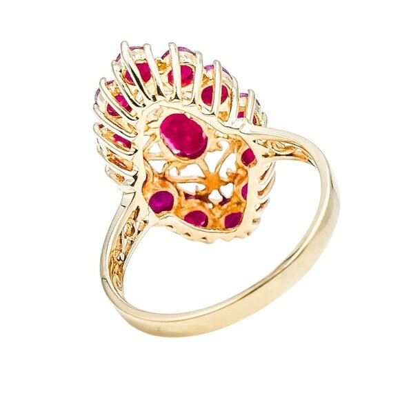 Vintage 14K Yellow Gold Natural Ruby July Birthday Romantic Statement Ring Size - Picture 5 of 5